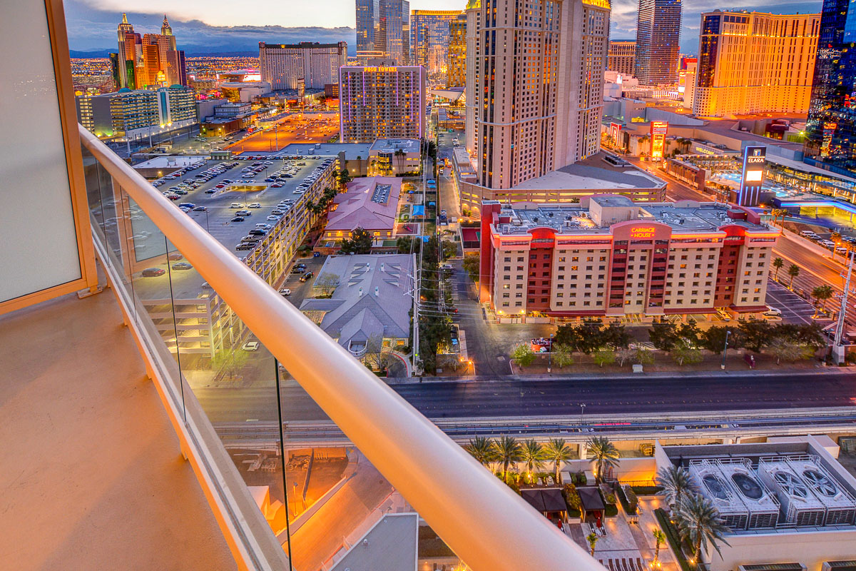 Las Vegas high-rise condominium tower at golden hour